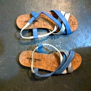 Josef Seibel Blue, Silver and White Sandals with Strappy Design